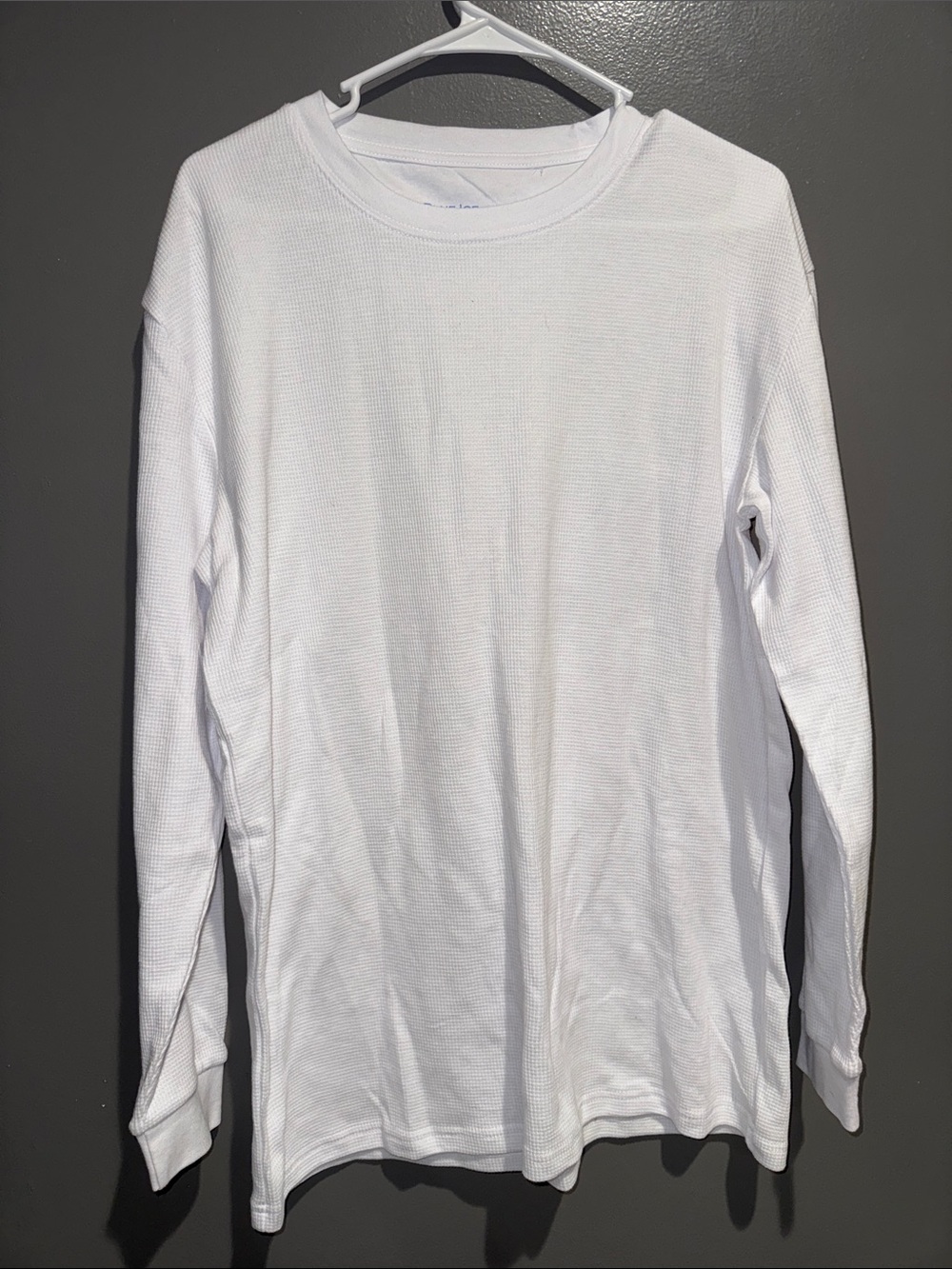 Classic Men's White Long-Sleeve Waffle Thermal Shirt